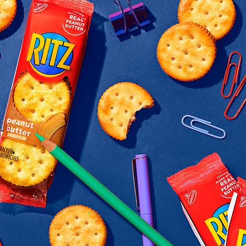 Ritz Peanut Butter Sandwich Crackers, Lunch Snacks, 20 Snack Packs (6 Crackers Per Pack)