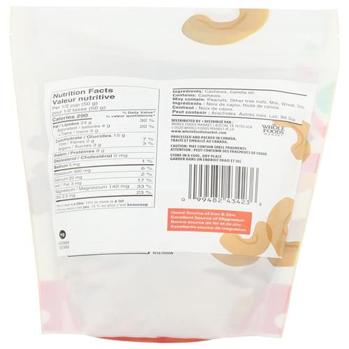 Whole Foods Market, Roasted Unsalted Cashews, 16 Oz