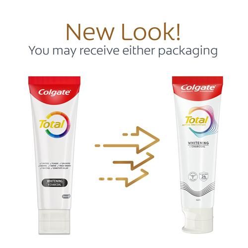 Colgate Total Whitening + Charcoal Toothpaste, Mint Toothpaste, 5.1 Oz Tube, 2 Pack