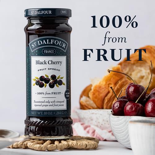 St. Dalfour Black Cherry Fruit Spread - 10Oz - 100% From Fruit, No Artificial Ingredients, Non-Gmo, No Cane Sugars, All Natural, Made In France