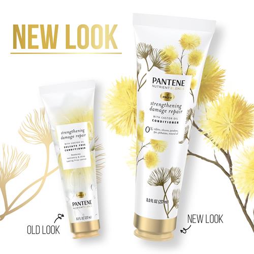Pantene Sulfate Free Conditioner, Hair Strengthening Anti Frizz Damage Repair With Castor Oil, Safe For Color Treated Hair, Nutrient Blends, 8.0 Oz