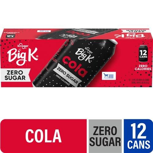 Big K Cola Zero Sugar Zero Calorie Soda Cans 12 pk / 12 fl oz
