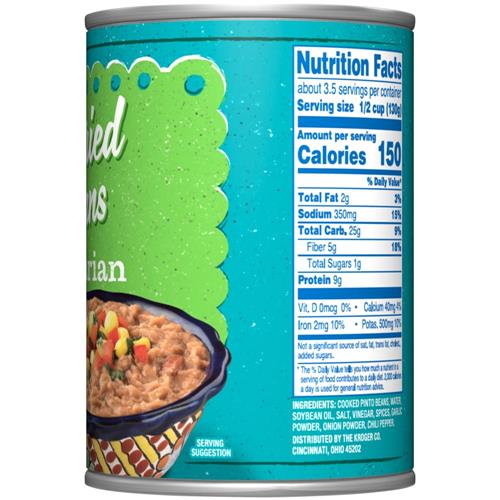 Kroger Vegetarian Refried Beans 16 oz