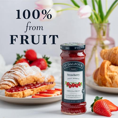 St. Dalfour Strawberry Fruit Spread - 10Oz - 100% From Fruit, No Artificial Ingredients, Non Gmo, No Cane Sugars, All Natural, Made In France