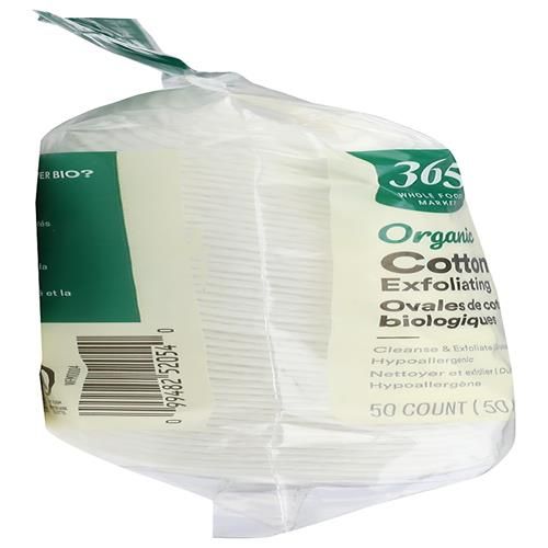 Whole Foods Market, Organic Cotton Ovals, Exfoliating, 50 Count