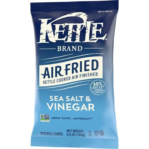 Kettle Brand Potato Chips, Air Fried Sea Salt & Vinegar Kettle Chips, 6.5 Oz Bag