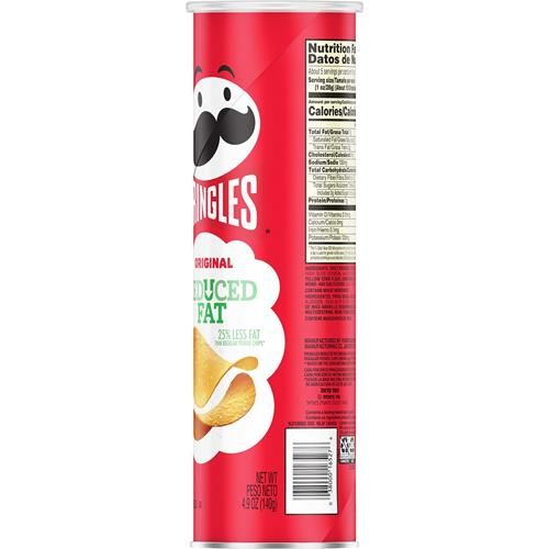 Pringles Potato Crisps Chips, Lunch Snacks, On-The-Go Snacks, Reduced Fat, 4.9Oz Can (1 Can)