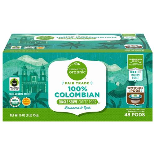 Simple Truth Organic 100% Colombian Medium Roast Coffee Pods 48 ct