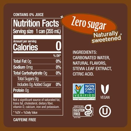 Zevia Zero Sugar Soda, Ginger Root Beer, 12 Ounce Cans (Pack Of 12)