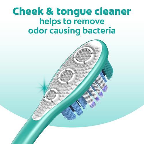 Colgate 360 Whole Mouth Toothbrush, Adult Soft Toothbrush With Tapered Bristles, Features Tongue Cleaner And Ergonomic Handle, Helps Whiten Teeth And Removes Bacteria, 4 Pack