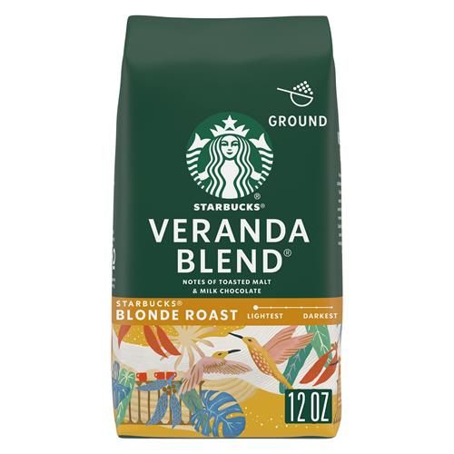 Starbucks Ground Coffee, Starbucks Blonde Roast Coffee, Veranda Blend, 100% Arabica, 1 Bag (12 Oz)