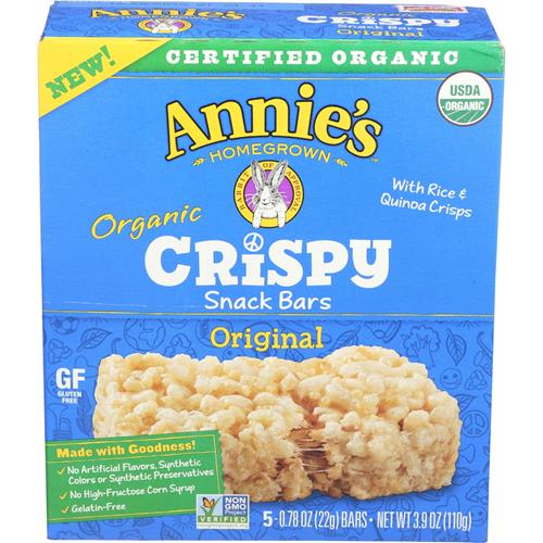 Annies Organic Original Crispy Snack Bars, Gluten Free, 3.9 Oz, 5 Ct.