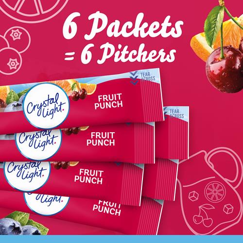 Crystal Light Sugar-Free Fruit Punch Low Calories Powdered Drink Mix 6 Count Pitcher Packets