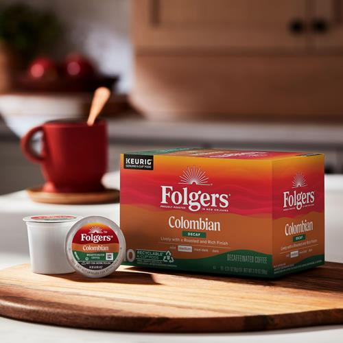 Folgers Colombian Decaf Coffee, Medium Roast, Keurig K-Cup Pods, 10 Count Box
