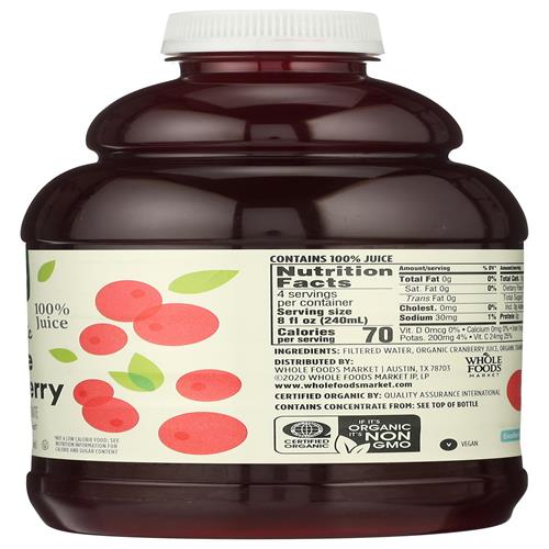 Whole Foods Market, Organic Pure Cranberry Juice, 32 Fl Oz