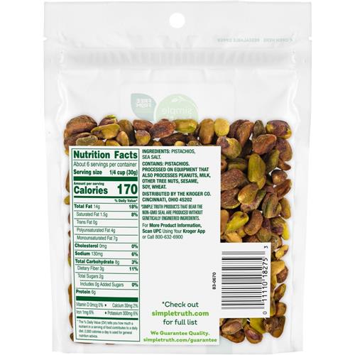 Simple Truth Roasted & Salted No Shell Pistachios 6 oz