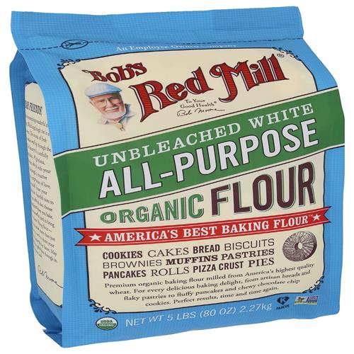 Bobs Red Mill Organic Unbleached All Purpose Flour, 5Lb (Pack Of 1) - Vegan, Kosher, Unbromated, Unenriched