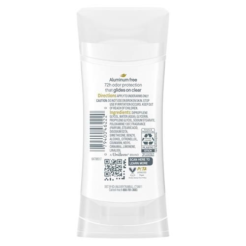 Dove Aluminum Free Deodorant For Women Pomegranate And Lemon Verbena 72 Hour Odor Protection 2.6 Oz