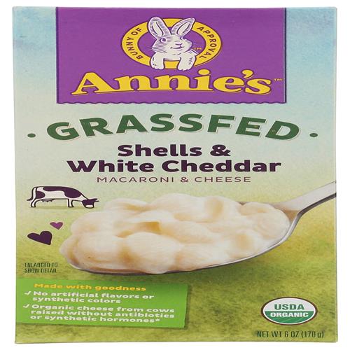 Annies Homegrown Macaroni And Cheese Shell White Cheddar, 6 Oz