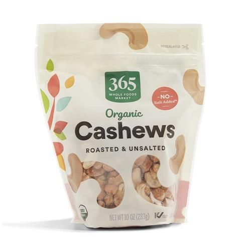 Whole Foods Market Organic Roasted Unsalted Cashews, 10 Ounce