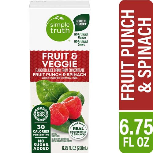 Simple Truth Fruit Punch Spinach Kids Juice Boxes 8 ct