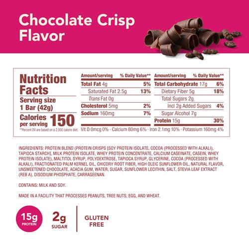 Think! Protein Bars, High Protein Snacks, Gluten Free, Kosher Friendly, Chocolate Crisp, 10 Count (Packaging May Vary)