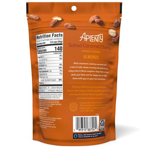 Aplenty Salted Caramel Churro Almonds, 4.5 Oz
