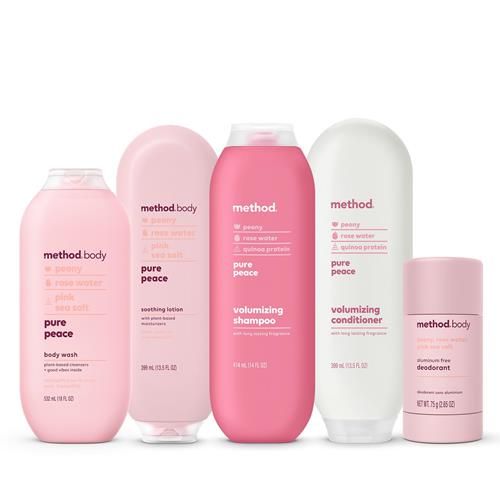 Method Volumizing Shampoo, Pure Peace With Rose, Peony, And Pink Sea Salt Scent Notes, Paraben And Sulfate Free, 14 Oz (Pack Of 1)