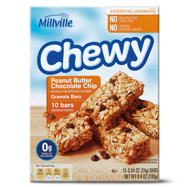 Millville Peanut  Butter Chocolate Chip Chewy Granola Bars, 10 count