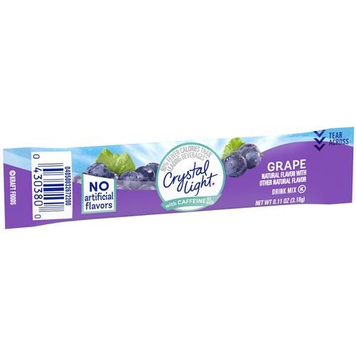 Crystal Light Grape Naturally Flavored Powdered Drink Mix With Caffeine, 10 Ct. On-The-Go-Packets