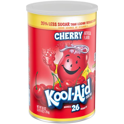 Kool-Aid Caffiene Free Jumbo Cherry Sweetened Powdered Drink Mix 1 Count 63 Oz Canister
