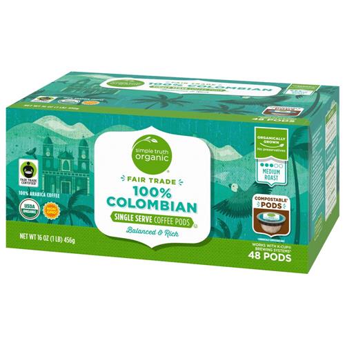 Simple Truth Organic 100% Colombian Medium Roast Coffee Pods 48 ct