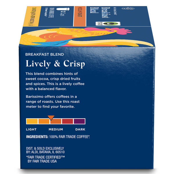 Barissimo Fair Trade Breakfast Blend Medium Roast Coffee Pods, 12 count