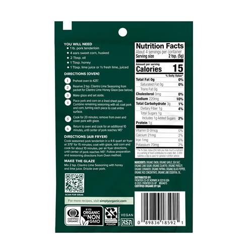 Simply Organic Sheet Pan Seasoning, Cilantro Lime, 0.71 Ounce (Pack Of 12)