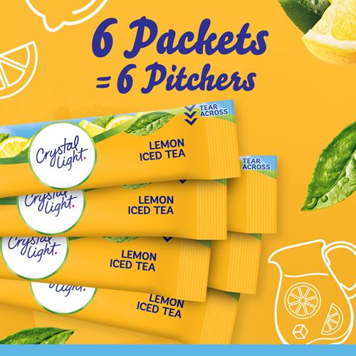 Crystal Light Sugar-Free Lemon Iced Tea Naturally Flavored Powdered Drink Mix 6 Count Pitcher Packets