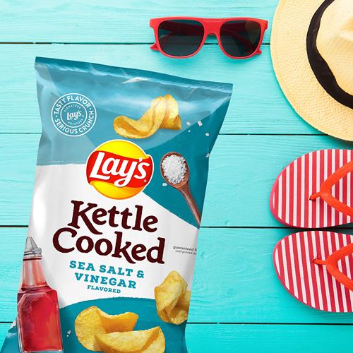 Lays Kettle Cooked Sea Salt & Vinegar Flavored Potato Chips, 8 Oz