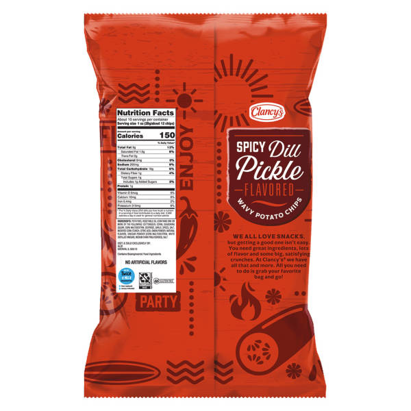 Clancy's Spicy  Dill Pickle Wavy Potato Chips, 9.5 oz
