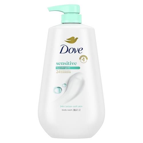 Dove Body Wash With Pump Sensitive Skin For 24Hr Lotion-Soft Skin Moisturizing Skin Cleanser Gentle Hypoallergenic Formula With No Sulfates No Parabens 30.6 Oz
