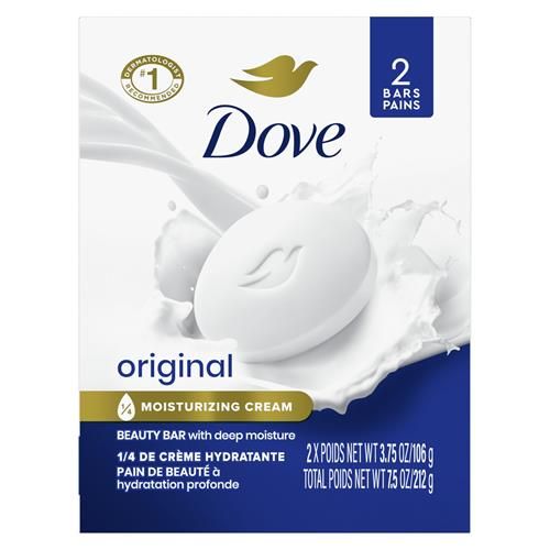 Dove Beauty Bar Soap Original, 2 Bars For Soft, Smooth Skin, With 1/4 Moisturizing Cream 3.75 Oz