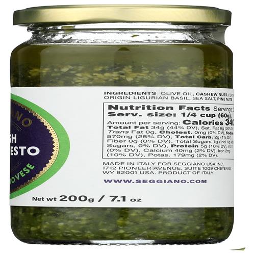 Seggiano, Pesto Basil Raw, 7.1 Ounce