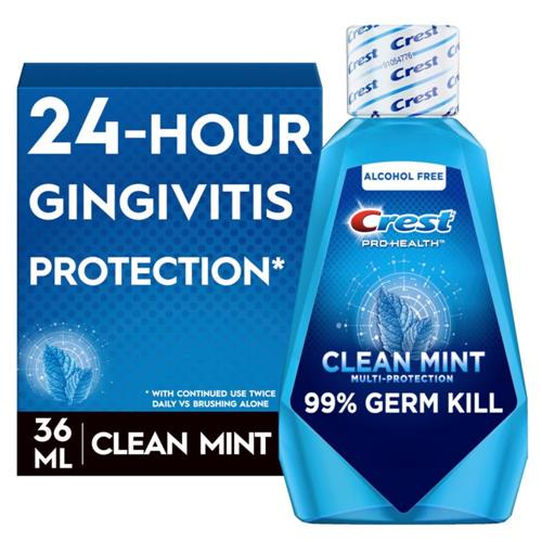 Crest Pro-Health Mouthwash, Alcohol Free, Multi-Protection Clean Mint, 1.2 Fl Oz