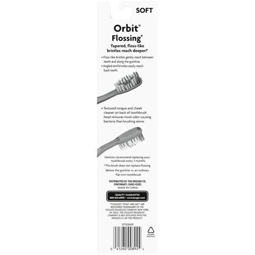 Kroger Orbit Flossing Toothbrush with Soft Bristels 2 count