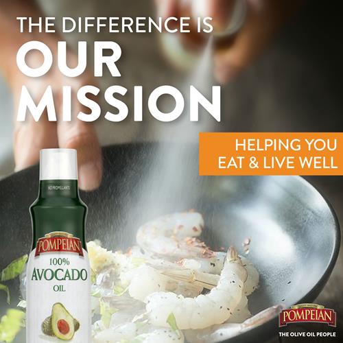 Pompeian 100% Avocado Oil Cooking Spray, Mildly Nutty Flavor, Perfect For High-Heat Cooking, Roasting And Stir-Frying, Naturally Gluten Free, Non-Allergenic, Non-Gmo, No Propellant, 5 Fl. Oz. - P