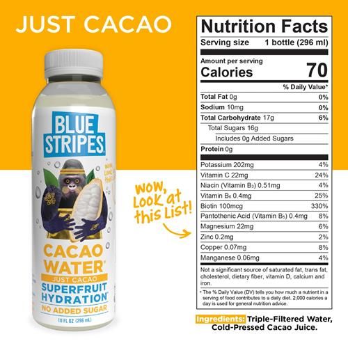 Blue Stripes Just Cacao Cacao Water, 10 Fz
