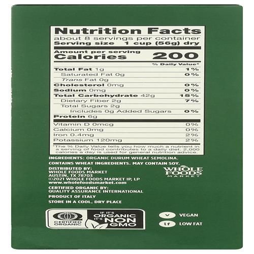 Whole Foods Market, Organic Pipe Rigate, 16 Oz