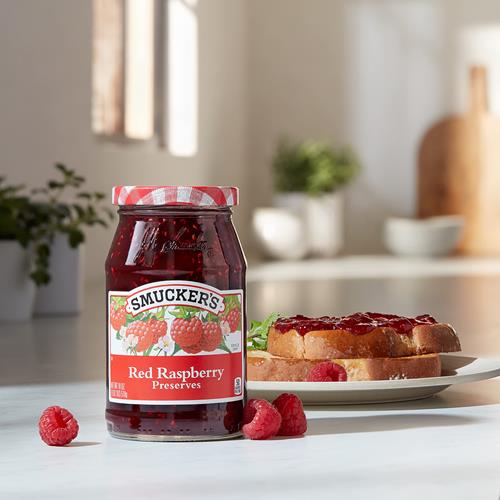 Smuckers Red Raspberry Preserves, 18 Ounces