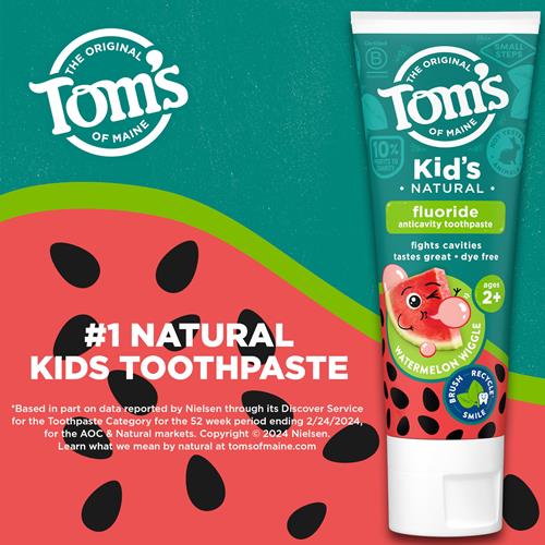 Toms Of Maine Natural Childrens Fluoride Toothpaste, Watermelon, 5.1 Oz