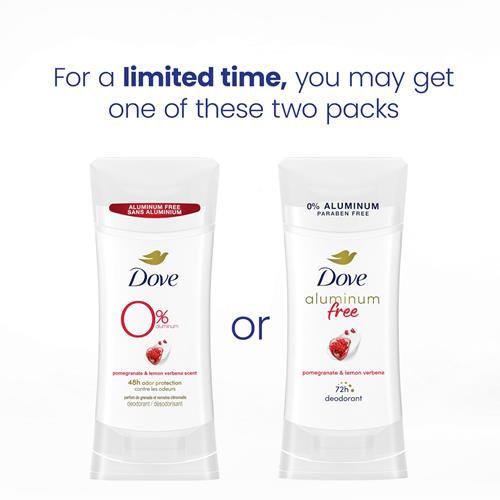 Dove Aluminum Free Deodorant For Women Pomegranate And Lemon Verbena 72 Hour Odor Protection 2.6 Oz