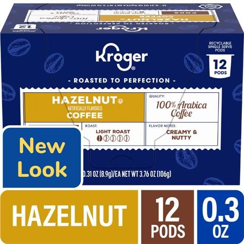 Kroger Hazelnut Light Roast Coffee Pods 12 ct