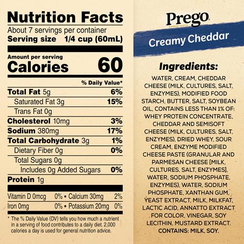 Prego Creamy Cheddar Cheese Sauce, 14.5 Oz Jar